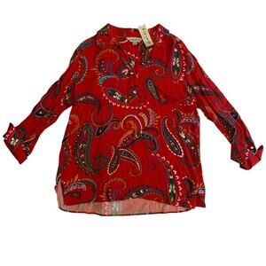 A' La Carte Women's Size M 3/4 Cuffed Sleeve Pullover Tunic Top Blouse Brand New